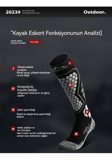 Kış Profesyonel Yün Kayak Çorapları- Wool Style Rose Red 35-39 Pembe