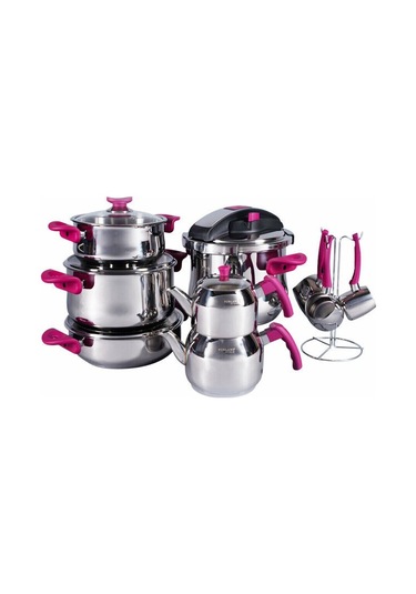 Porland Çelik Çeyiz Seti 16 Parça Luxry Vişne