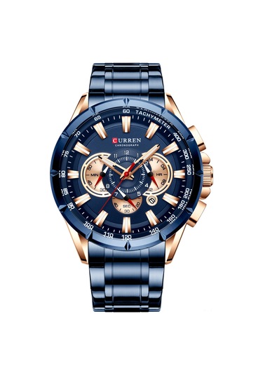 Curren 8363 Erkekler İçin Kuvars Erkek Kol Saati Paslanmaz Çelik Kayışlı Üç Alt Göstergeli İkinci Dakika Mikro Saniye Kronograf Tarih Takvim Göstergesi Su Geçirmez Işıldayan İğneler Giyilebilir Çok Renkli
