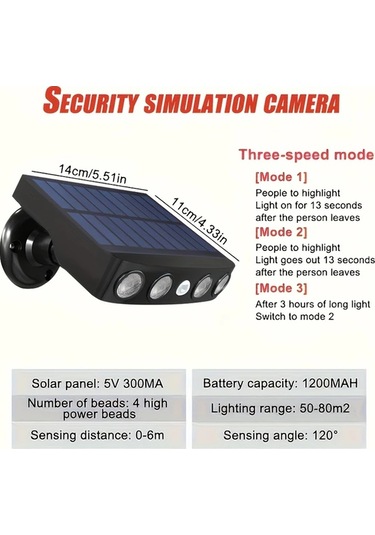 Chenkestoreone 1 Adet Güneş Enerjili Hareket Sensörlü Beyaz Işık Dış Mekan Bahçe Güvenlik Aydınlatma Beyaz