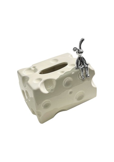 Geeroyoo Krema Beyaz Seramik Mendil Kutusu - Büyük Kapasiteli, Modern Tasarım, Oturma Odası/çay Masası Dekorasyonu