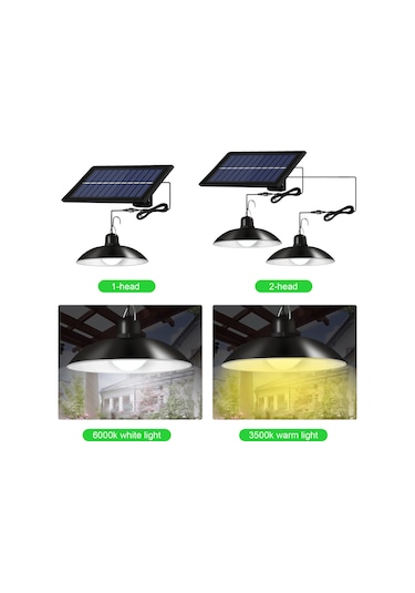 Symbee Güneş Enerjili Led Avize, İç/ Dış Mekan Kullanıma Uygun, Tek Kafa, Uzaktan Kumandalı, Islak Işık 3500k Sıcak Beyaz