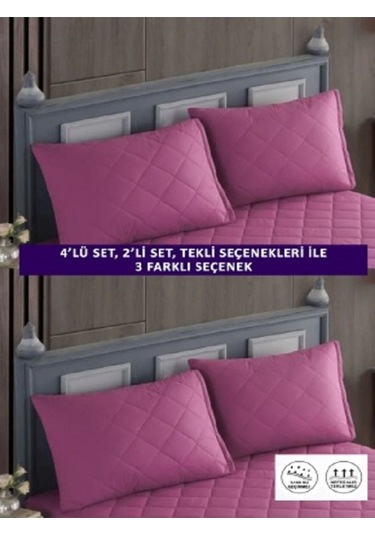 1 Adet %100 Pamuk Kapitone Fermuarlı Sıvı Geçirmez Renkli Yastık Alezi Yastık Koruyucu Lila