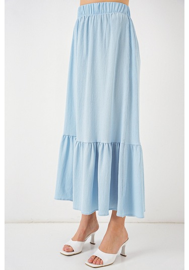 1886 Uzun Örme Etek - Açık Mavi Açık Mavi