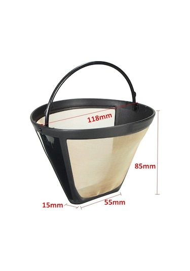 1pc Kalıcı Yeniden Kullanılabilir 4 Koni Şekli Kahve Filtresi Örgü Sepeti Paslanmaz Yeni