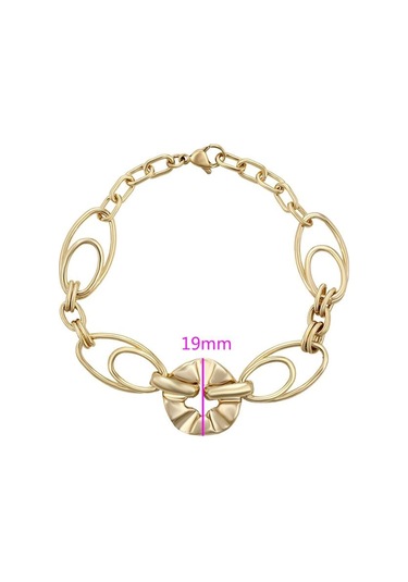 Modern Oval Halka Detaylı 14 Ayar Altın Kaplama Kadın Bileklik Gold