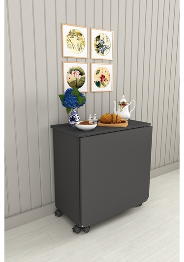 Asra Trend %100 Mdflam 105cm Mutfak Adası Yemek Masası Kahve Köşesi Ma-01 Antrasit Antrasit