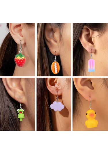 Kangvka Hayvan Ve Meyve Desenli 30 Çift Ohring Seti - Stili Ve Tarzını Yükseltmek İçin Eşsiz Kombinasyonlar Diğer