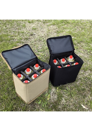 Yifomall Büyük Boy Kahverengi Kalın Oxford Kumaş Kamp Çanta - Gaz Tankı, Şarap Bardağı, Lambalar İçin Taşınabilir Saklama Çantası Kahverengi