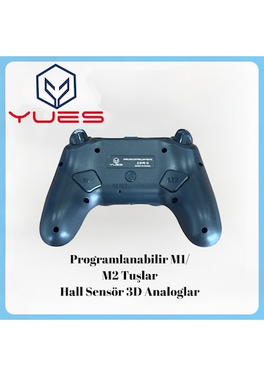 Yues Ps5 Uyumlu Dualsense Kablosuz Oyun Kolu Titreşimli, Şarjlı, Type-c Siyah 2 Yıl Garanti 1 Adet