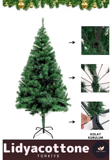 Noel Paketi Kutu Süsleme Seti Yılbaşı Çam Ağacı Renkli Işığı Yeni Yıl Dekorasyon Kutlama 90cm 80 Dal Standart