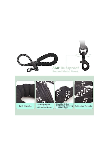 Reflektörlü Köpek Tasması Siyah 130 CM