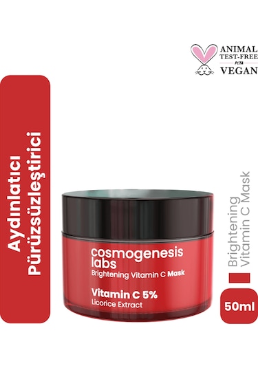 Cosmogenesis Labs %5 Vitamin C Krem Maske 50ml - Durulanan Yüz Maskesi Aydınlatıcı Pürüz Giderici Ton Eşitleyici Vegan