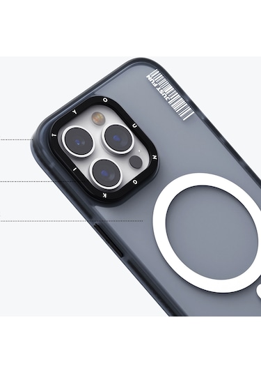 İphone 15 Pro Uyumlu Kılıf Magsafe Şarj Özellikli Youngkit Colored Sand Serisi Kapak Siyah