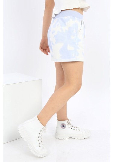 Toontoy Kız Çocuk Batikli Şort Mavi