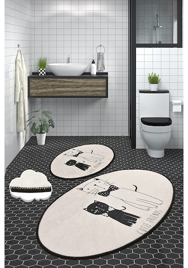 Chilai Home Lıttle Cats Djt 2 Lı Set Banyo Halısı Paspas Çok Renkli