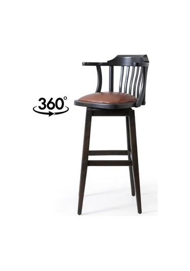 Arven Döner Ahşap Bar Sandalyesi Siyah