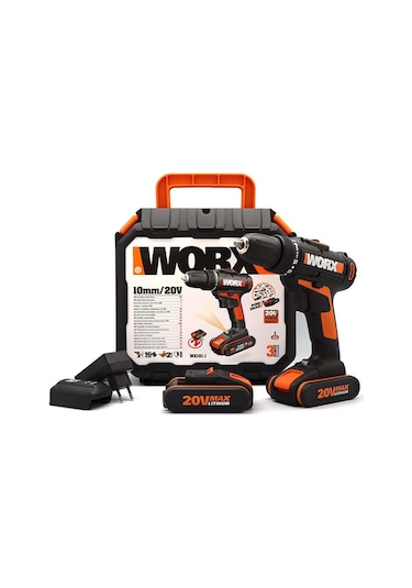 WORX WX101.1 20Volt/1.5Ah. Li-ion Çift Akülü Profesyonel Şarjlı Matkap