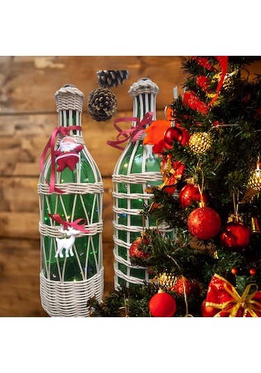 Noel Temalı Işıklı Bambu Şişe
