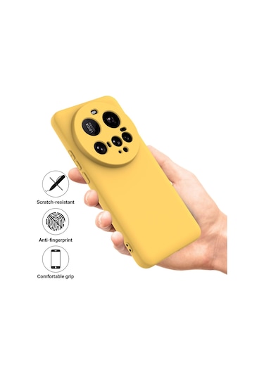 Xiaomi 15 Ultra Düz Renkli Sıvı Silikon Damlamaz Tam Kapsama Telefon Kılıfı Sarı