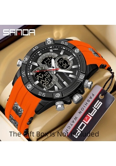 Oldfriend Sanda Erkek Spor Digital Saat Kırmızı Su Geçirmez Parlak Ekran Alarm Kronometre Diğer