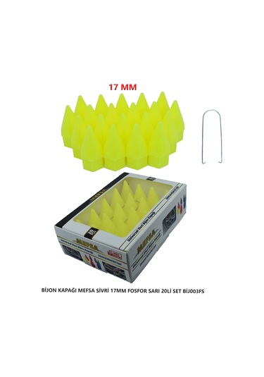 Bijon Kapağı Sivri 17 Mm Fosfor Sarı 20 Li Set