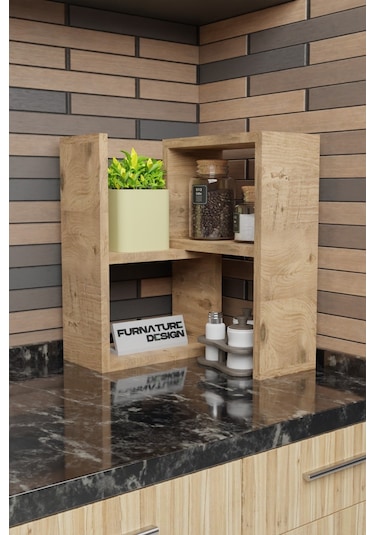 Tezgah Üstü Ayarlı Modüler Puzzle Baharatlık Rafı Atlantik Çam
