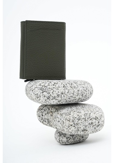 Erkek Mekanizmalı Deri Cüzdan Haki Yeşil 113570