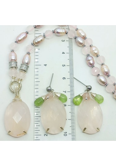 2787 Pembe Kuvars Zebercet El Yapımı Çelik Aparatlı Küpe Açık Pembe