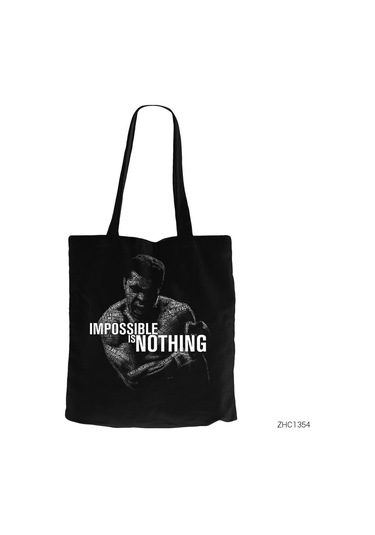 Muhammed Ali Impossible Is Nothing Siyah Kanvas Bez Çanta Siyah