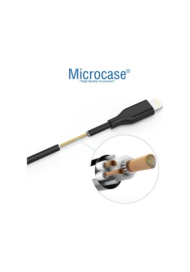 Microcase Apple Uyumlu iPhone iPad Lightning Usb Şarj Data Kablosu 2M Siyah