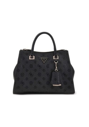 Kadın Kabartma Monogram Desenli Yapılandırılmış El Çantası - Siyah Siyah
