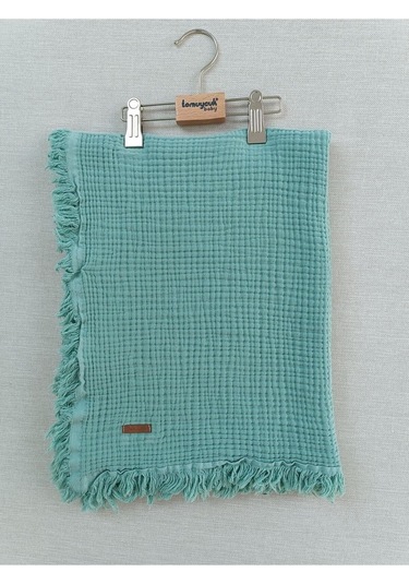 %100 Pamuklu 4 Kat Müslin Bebek Battaniyesi 90x120 Cm - Kiremit Mevsimlik Bebek Örtüsü - Oscar Mint