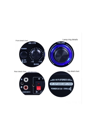 Geeksen 12v Araç Bilgisayar Mp3 İçin Ak170 Mini Güç Amfi