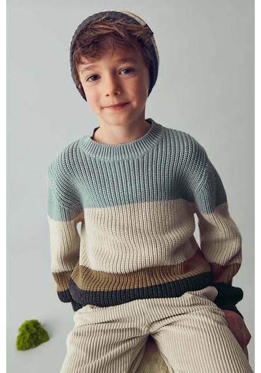 Erkek Çocuk Örgü Kazak - Çok Renkli Mavi