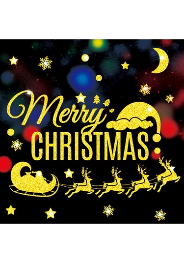 Qingmipy Noel Ateşi Oluşturucu Pvc Cam Kapı Duvar Sticker - Yeniden Kullanılabilir, Suya Dayanıklı Noel Geyiği Arabası Deseni Diğer