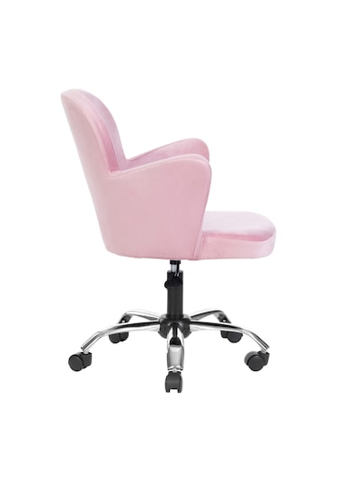 Markaelz Krom Metal Ayaklı Ofis Çalışma Sandalyesi Kelebek Pembe