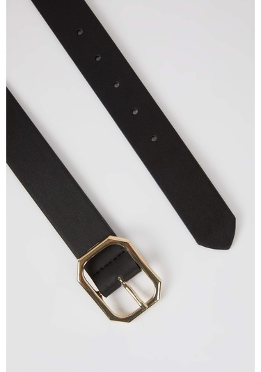 Defacto Kadın Dikdörtgen Toka Suni Deri Jean Kemeri Y5990aznsbk27 Siyah