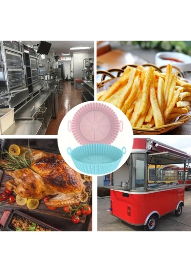 Xuweiwei 1 Adet Pembe Hava Fritözü Silikon Tencere Yapışmaz Sepet Aksesuarı 3 5 Qt Pembe