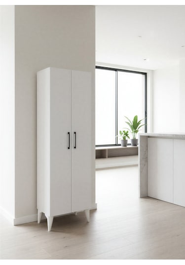 Aruat 6 Raf'lı Mutfak & Banyo Çok Amaçlı Kulanılabilen Kapaklı Dolap Beyaz