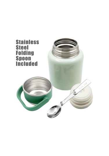 Çelik Mama Termosu Sıcak Veya Soğuk Yiyecekler İçin Öğle Yemeği Termosu 500 Ml Yeşil