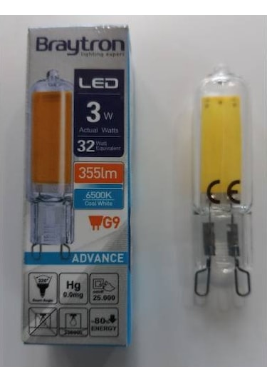 Braytron 3W 6500K G9 Filament Led Ampul