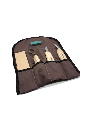 Rox Wood Kuksa Kaşık Oyma ve Bıçak Seti 5 Parça