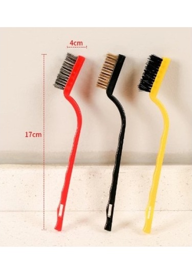 3 Parça Tel Fırça Detaylı Temizlik Seti Çok Renkli