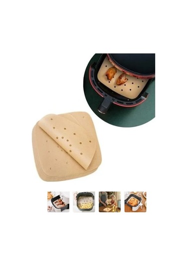 100 Adet Air Fryer Pişirme Kağıdı Tek Kullanımlık Yapışmaz Delikl