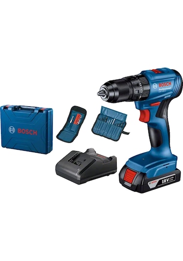 Bosch Professional GSB 185-Li 2.0 Ah Tek Akülü Kömürsüz Motor Darbeli Matkap + 23 Parça Aksesuar Set - 06019K3102