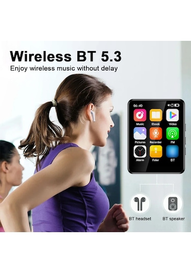 Kangvka Bluetooth 5.3 Dokunmatik Ekran Mp3 Mp4 Çalar, Dahili Hoparlör Ve Tf Kart Desteği İle Müzik, Video Ve E-kitap Keyfi