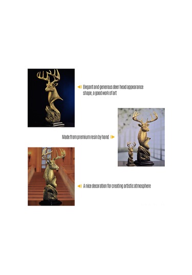 Hombey Rezine Geyik Başı Heykeli - Ev Dekorasyonu - Oturma Odası, Yatak Odası, Kitaplık Ve Şarap Dolabı İçin Dekoratif Figür
