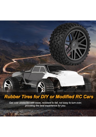 Maiyame 1:10 Ölçekli 4x4 Rc Araçlar İçin 85mm Siyah Kauçuk Lastikler, Jantlı, Yüksek Tutuş, Engelleri Kolay Aşar