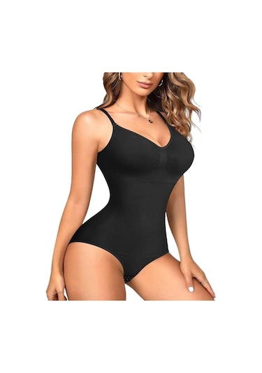 Tezzgelsin Kadın İnce Askılı Çıtçıtlı Slip Body Korse Siyah